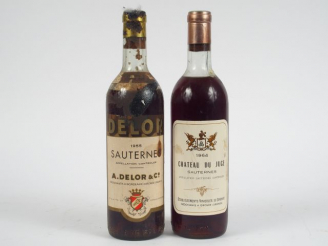 Vente aux enchères 2 BOUTEILLES SAUTERNES : 1 A. DELOR 1955 BEP/BS - 1 CHÂTEAU DU JUGE 19