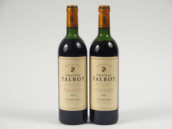 2 BOUTEILLES CHÂTEAU TALBOT GCC ST JULIEN - 1986 - 2 HEP