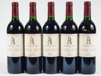 Vente aux enchères 5 BOUTEILLES CHÂTEAU LATOUR 1er GCC PAUILLAC - 1993 - ETLS/2 ETLA