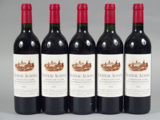 Vente aux enchères 5 BOUTEILLES CHÂTEAU AUSONE 1er GCC ST EMILION - 1993