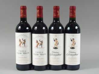 Vente aux enchères 4 BOUTEILLES : 2 CHÂTEAU CLERC MILON GCC PAUILLAC 1995 - 2 CHÂTEAU D'A