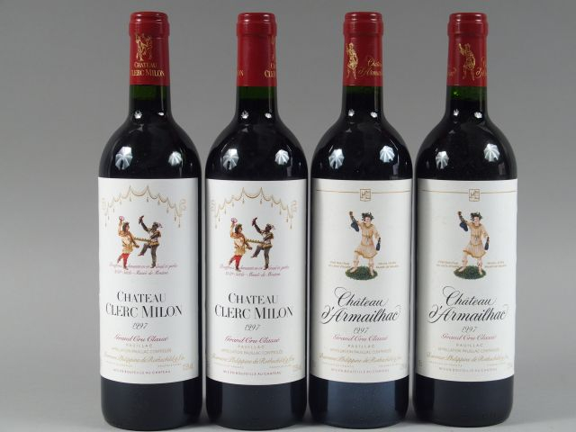 4 BOUTEILLES : 2 CHÂTEAU CLERC MILON GCC PAUILLAC 1997 - 2 CHÂTEAU D'A
