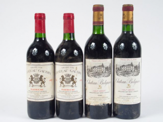 Vente aux enchères 4 BOUTEILLES : 2 CHÂTEAU GAUDIN PAUILLAC 1991 1 BG - 2 CHÂTEAU BELGRAV