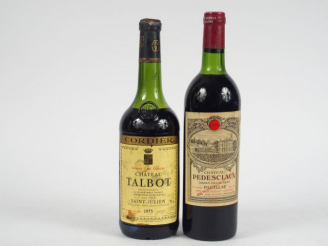 Vente aux enchères 2 BOUTEILLES : 1 CHÂTEAU TALBOT GCC ST JULIEN 1975 6 CM/ET - 1 CHÂTEAU