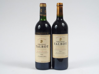 Vente aux enchères 2 BOUTEILLES CHÂTEAU TALBOT GCC STY JULIEN : 1 de 1985 LB - 1 de 1995