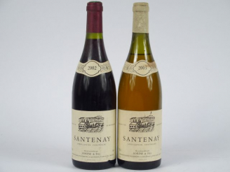 Vente aux enchères 2 BOUTEILLES SANTENAY SORINE   FILS : 1 ROUGE 2002 - 1 BLANC 2003
