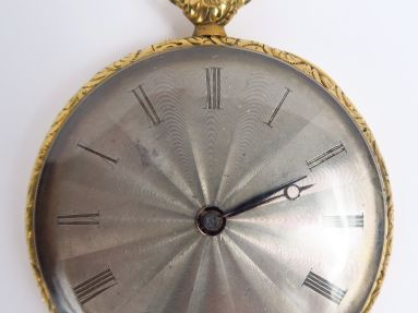 Montre de gousset en or, cadran guilloché, cadran signé Leroy et fils,