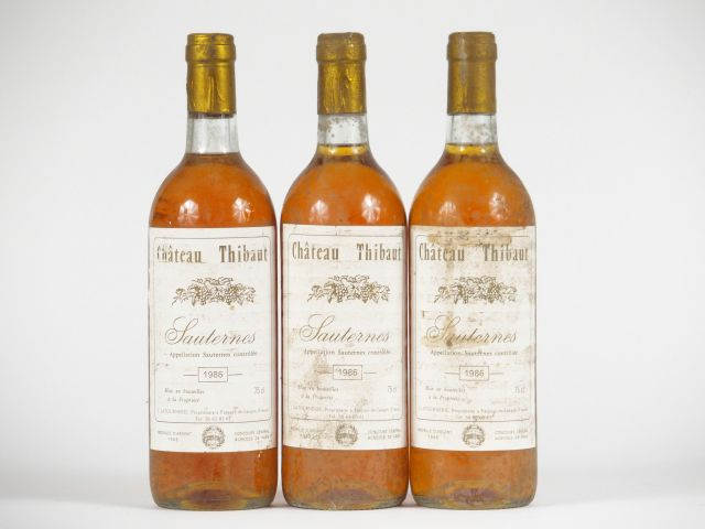 3 BOUTEILLES CHÂTEAU THIBAUT SAUTERNES - 1986 - 1 BG/1 ET