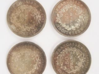 4 pièces de 50 Francs argent. 120 g