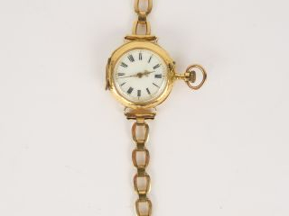 Montre de col en or, bracelet en métal doré
