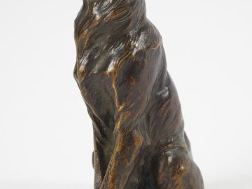 Sujet en bronze fin XIXème début XIXème à patine brune "Chien de berge