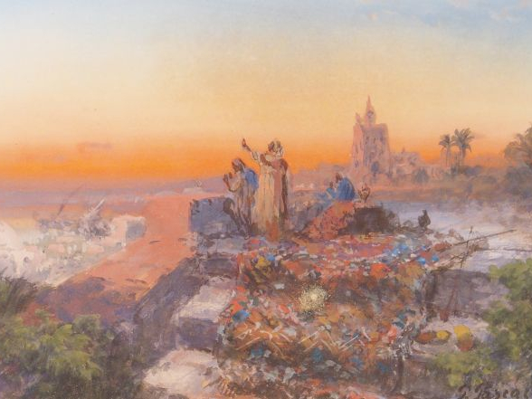 Paul PASCAL "Caravane dans l'Oasis" et "La prière du soir". Paire de g