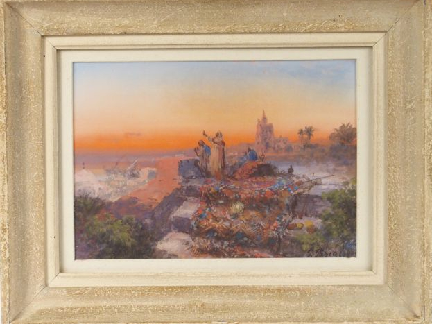 Paul PASCAL "Caravane dans l'Oasis" et "La prière du soir". Paire de g