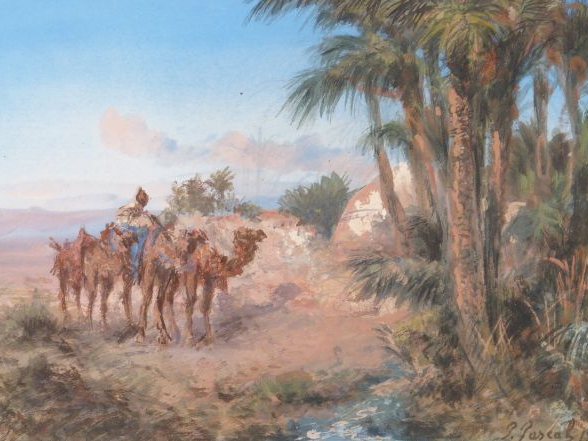 Paul PASCAL "Caravane dans l'Oasis" et "La prière du soir". Paire de g