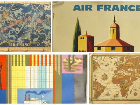 Quatre affiches anciennes Air France (accidents).