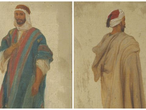 Charles RANDELLE "Portraits d'arabes". Paire d'huiles sur carton. Sign