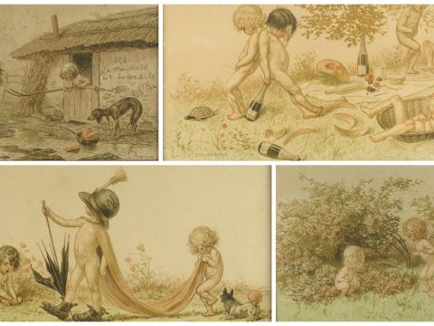 Georges REDON (d'après) "Les 7 pechés capitaux". Sept reprodutions en 