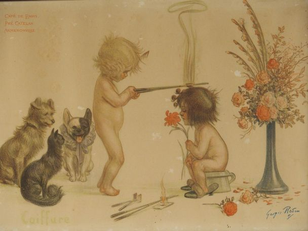 Georges REDON (d'après) "Coiffure","Hydrothérapie" et "Fleurs et plume