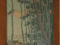 Henri RIVIERE "Jeune fermière et son troupeau près de la chaumière". L