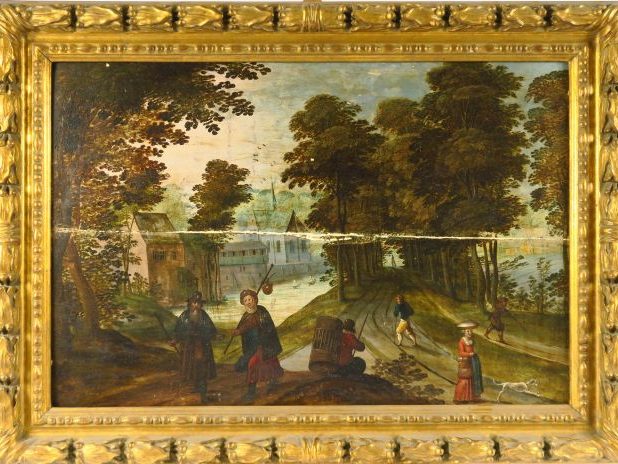 Jasper van der LAANEN (Attribué à) (1592 - 1629) Paysage au château an