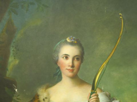 Ecole française XIXe. 'Diane Chasseresse'. Huile sur toile.  137 x 106