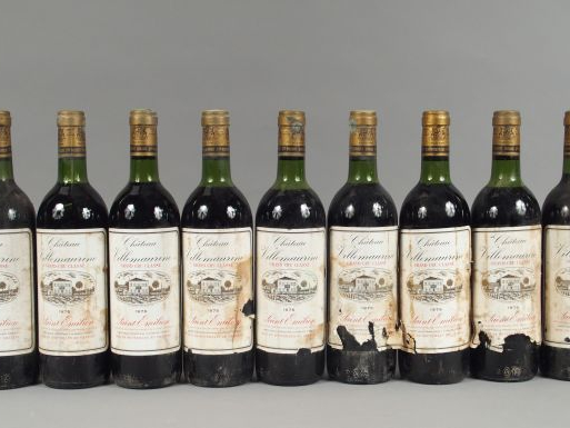 9 BOUTEILLES CHÂTEAU VILLEMAURINE GCC ST EMILION - 1975 - 4 BG/3 LB/5 