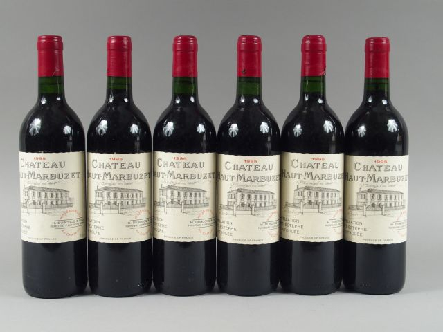 6 BOUTEILLES CHÂTEAU HAUT MARBUZET CBE ST ESTEPHE - 1995 - 2 BOUCHONS 
