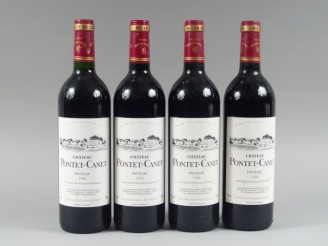 Vente aux enchères 4 BOUTEILLES CHÂTEAU PONTET CANET GCC PAUILLAC - 1996 - CBO 6 BOUTEILL