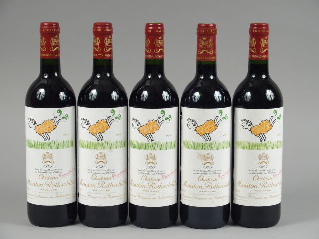 5 BOUTEILLES CHÂTEAU MOUTON ROTHSCHILD 1er GCC PAUILLAC - 1999 - 2 ETL