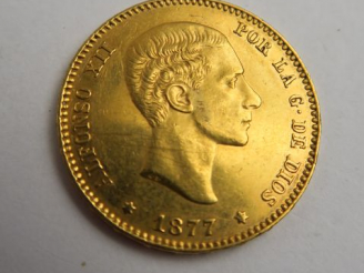 Vente aux enchères 1 pièce de 25 pesetas or, 1877. Frais acheteurs : 5 % TTC