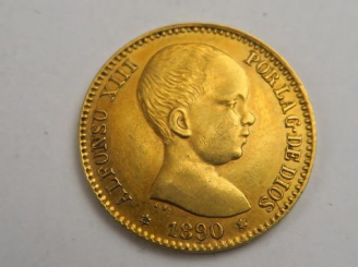 Vente aux enchères 1 pièce de 20 pesetas or, 1890. Frais acheteurs : 5 % TTC