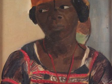 TONDU 'Africaine pensive'. Huile sur panneau. 50 x 40 cm,
