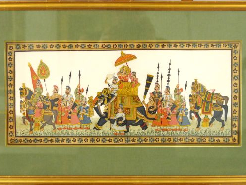 Procession du Rajastan Inde du Nord XIXème.  Dim. 15,5 x 39 cm