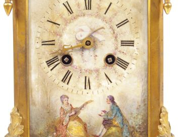 Garniture de cheminée Napoléon III de style Louis XIV en porcelaine po