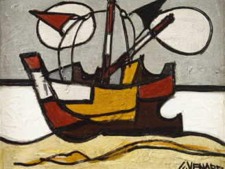 Vente aux enchères Claude VENARD "Marine".  Huile sur toile. Signée en bas à droite. 33 x