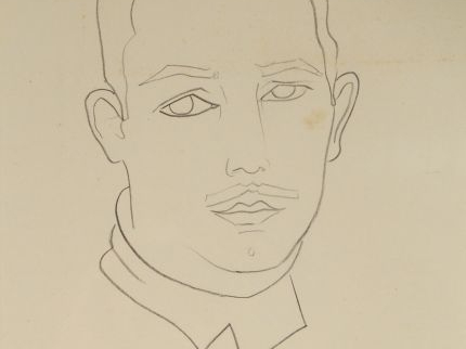 Renée ASPE "Portrait d’homme". Dessin au crayon, signé en bas à droite