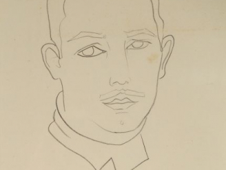 Vente aux enchères Renée ASPE "Portrait d’homme". Dessin au crayon, signé en bas à droite