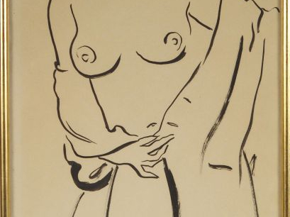 Renée ASPE "Le modèle nu". Deux différents dessins, signés et datés 47