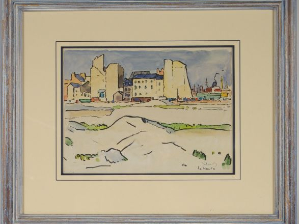 Gaston BALANDE "Le Havre". Aquarelle, signée et située en bas à droite