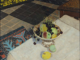 Vente aux enchères Roger CHAPELAIN MIDY "Le compotier aux cerises noires". Huile sur toil