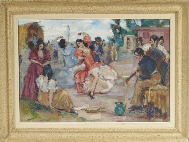 Carlo CHERUBINI "Danseuses tsiganes". Huile sur toile, signée en bas à