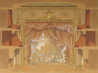 Vente aux enchères Charles COUTEAU "Coupe transversale pour le théâtre de Bade". Aquarell