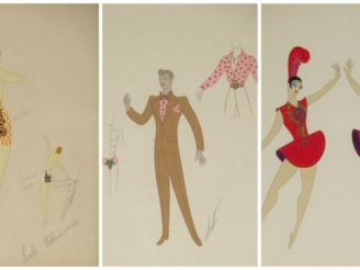 Vente aux enchères ERTE. Trois différents dessins. Signés.  33 x 27 cm , 31.5 x 20.5 cm ,