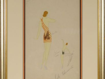 ERTE. Trois différents dessins. Signés.  33 x 27 cm , 31.5 x 20.5 cm ,