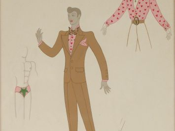 ERTE. Trois différents dessins. Signés.  33 x 27 cm , 31.5 x 20.5 cm ,