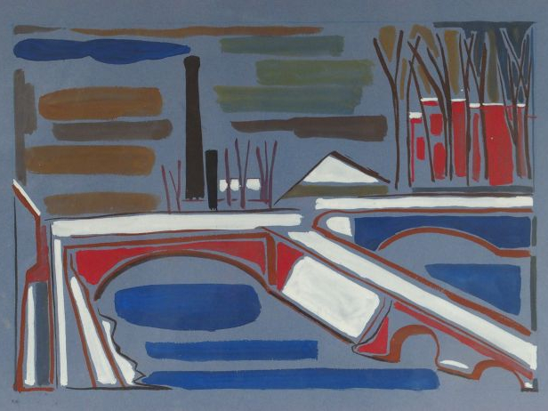 Jacques FAUCHE (attribué à) "Toulouse, Les Ponts Jumeaux sous la neige