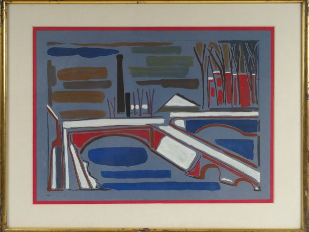 Jacques FAUCHE (attribué à) "Toulouse, Les Ponts Jumeaux sous la neige
