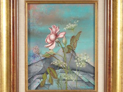 Pierre HENRY "Fleurs". Huile sur toile, signée en bas à droite. 24 x 1