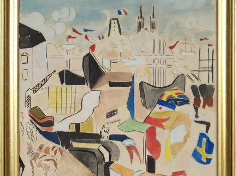 André LOTHE "Le grand pavois". Aquarelle, signée en bas à gauche.  37 