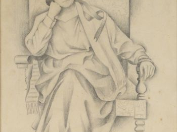 André LOTHE "Elégante au chapeau". Dessin au crayon, signé en bas à dr